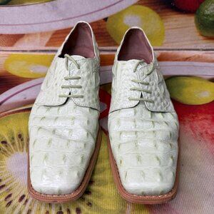 Giorgio Brutini Mens Size 11M Light Green Crocodile Print Genuine Leather Oxford
